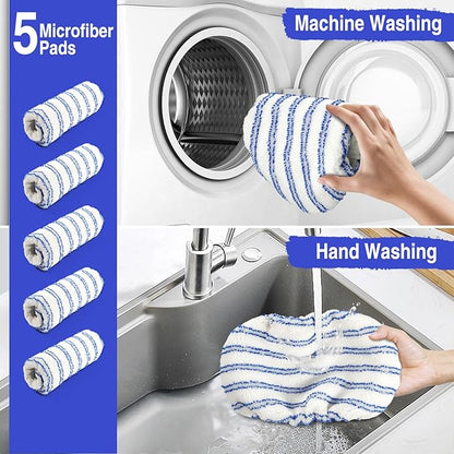 MASTERTOP Microfiber Mops for Floor Cleaning, Extra Large Industrial Mop,Floor Commercial Mop for Wet & Dry Use, Flat Mops for Hardwood, Vinyl, Laminate, Tile Floors, 5 Reusable & Washable Pads