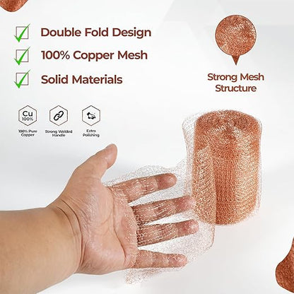 Copper Mesh Rodent Control, 5in x 36ft- Rustproof Copper Mesh Roll for Rodent, Bat & Snail - Perfect for Hole Blocking, Gardening & Sealing Water Opening - Plus Bonus Scissor & Gloves