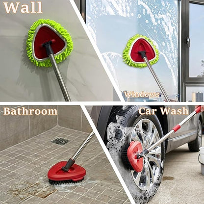 Mop Scrub Brush Replacement Head for Ocedar Easywring 1 Tank System, 2 Shower Floor Scrubber Hard Bristle Cleaning Brush, 1 Microfiber Chenille Pad Head for O Cedar Spin Mop