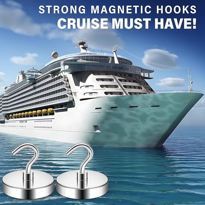 FINDMAG Magnetic Hooks for Cruise Cabins, 150lbs Magnetic Hooks for Hanging Heavy Duty for Food Truck Accessories, Classroom Decor, Whiteboard Magnets, Kitchen Organization, 10 Pack, Silver