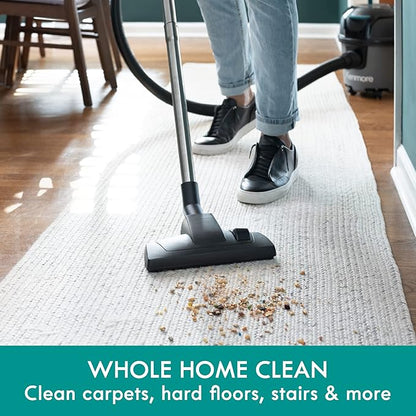 Kenmore KW3010 Bagged Canister Vacuum 3 Gallon Lightweight Cleaner High Efficient with 3 Cleaning Tools & Washable Filter for Household, Hard Floor, Carpet & Pet Hair, 3Gallons, Black+Dry