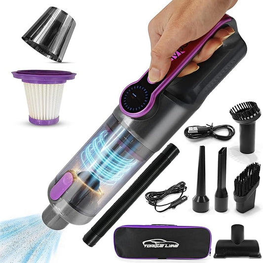 HyperVac 2-in-1 Handheld Portable Car Vacuum Cleaner & Blower, 18500Pa Suction, Corded/Cordless Air Duster with LED Light, Flexible Hoses, USB-C Fast Charge – Ideal for Home, Office & Pets
