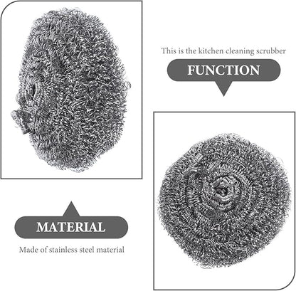 VALICLUD 6pcs Stainless Steel Wire Ball Scrubbers Set for Heavy-Duty Pot and Pan Cleaning, Sturdy Metal Scouring Pads for Kitchen Utensils and Dish Scrubbing