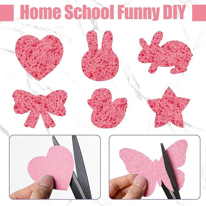 Zhengmy 48 Pieces Sponges Bulk Sponges Kitchen Compressed Sponge Natural Dish Sponge Compressed Wood Pulp Cleaning Without Scratching for Kitchen Bathroom, 3.9 x 2.4 x 0.12 Inch (Pink)