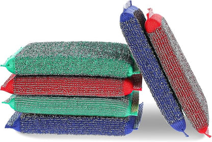 6 pcs Steel Wool Kitchen Sponges Steel Dish Scrub Sponge Reusable Non-Scratch Scrubbers Multipurpose Scouring Sponges Duty Dish Microfiber Wash Kitchen Sponge for Cleaning Tools Pots Pans Scrub
