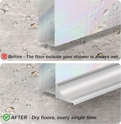 67Inch Shower Threshold Water Dam, Self-Adhesive Silicone Shower Barrier Water Stopper Shower Door Bottom Seal Strip Shower Splash Guard for Bathroom Kitchen Bathtub