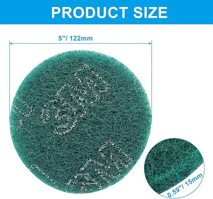 Hordion 8Pcs Scrub Pads Round Scrubber Scouring Pads Abrasive Scuffing Tool for Home Kitchen House Cleaning, Green