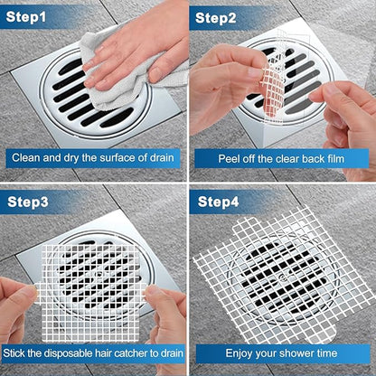 Disposable Shower Drain Hair Catcher, Shower Drain Cover Mesh Stickers, 25 Pack (3.5 Inch)