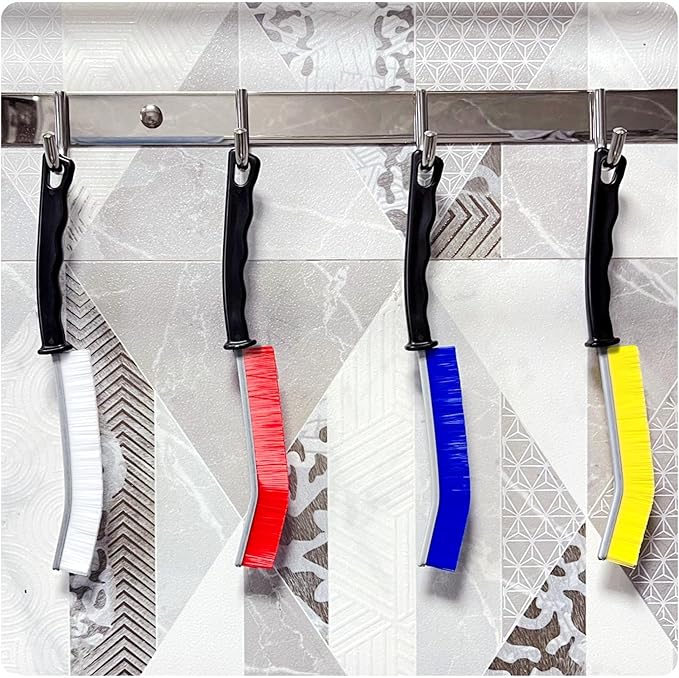 4 Pcs Crevice Cleaning Brush, New Multifunctional Gap Cleaning Toilet Brush Tool, Bathroom Gap Brush, Grout Cleaner Brush Hard Bristle Crevice Cleaning Brush