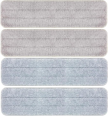 CQT Replacement Washable Microfiber Mop Pads Flat Floor Reusable 18 Inch for Floor Care System 2 Wet and 2 Dry Mop Pads Packed (18")