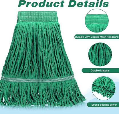 Nuogo 6 Pcs Commercial Mop Head Replacement Floor Cleaning Wet Mop Head Refills Heavy Duty Commercial General Cleaning(Green)