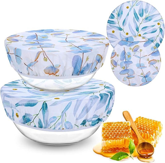 2 Large Reusable Beeswax Bowl Covers for Bread Proofing, 10/12 Inch Elastic Beeswax Wraps Cotton Cloth Sourdough Bowl Covers for Proofing Baskets, Mixer Bowls, Food Storage Containers