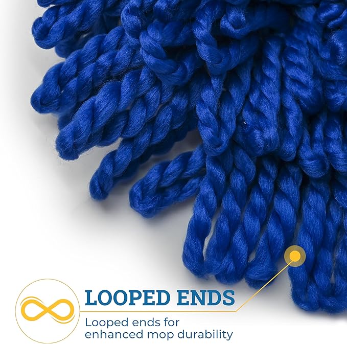 KLEEN HANDLER 24 Inch Microfiber Dust Mop, Medium Washable Commercial, Sweeper, Janitorial Head Replacement, Push Mop Broom, Blue