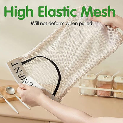 2Pcs Sticky Wall Mount Trash Bag Holder Dispenser - Under Sink & Cabinet Door Adhesive Organizer for Kitchen, Bathroom, Car, Laundry - Reusable Mesh Storage Bags JREEPEE