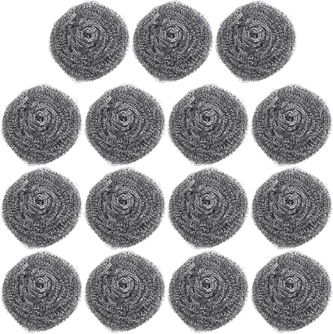 SOIMISS 15pcs Stainless Steel Pot Scrubbers Metal Scourers Set 22g Sturdy Kitchen Cleaning Balls for Pan Grill Dishwashing Household Use