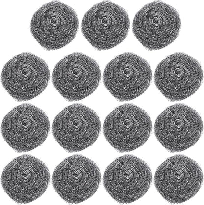 SOIMISS 15pcs Stainless Steel Pot Scrubbers Metal Scourers Set 22g Sturdy Kitchen Cleaning Balls for Pan Grill Dishwashing Household Use
