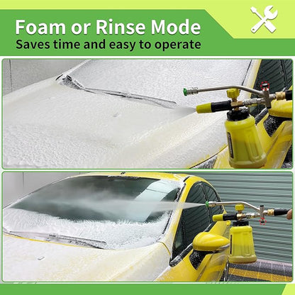 FIXFANS Foam Cannon Dual Connector Accessory for Pressure Washer, Double Tip Attachment Soap Cannon, Replacement Adapter for Portland Husky and Ryobi Power Washer, 1/4" Quick Connect, 5 Nozzles, 1L
