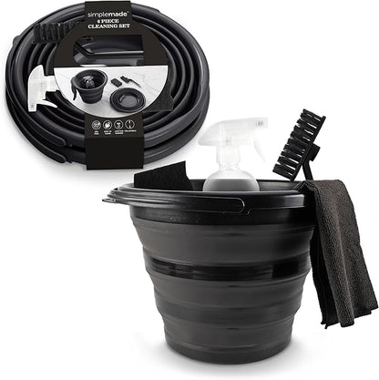SIMPLEMADE Collapsible Bucket Cleaning Set - Includes 2 Foldable Buckets, Spray Bottle, Rag, Scrubbing Brush and Sponge - Holds Up to 10 liters, Easy Storage, All-Purpose Cleaning Solution