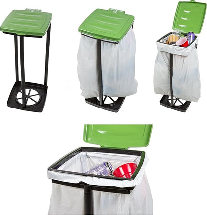 Portable Trash Bag Holder – Collapsible 13-Gallon Garbage Bin for Indoor/Outdoor Use, Camping, Recycling, and Parties – Durable Plastic Trash Can by Wakeman Outdoors (Green)