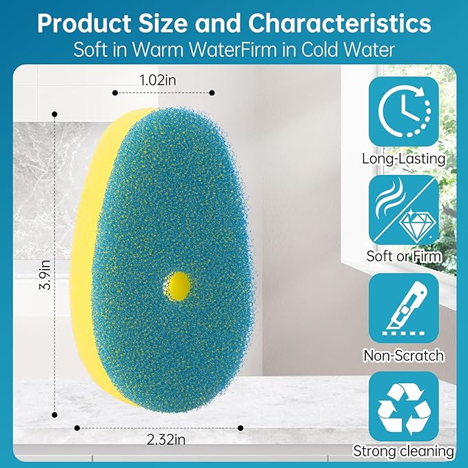 8 Packs Non Scratch Powerful Cleaning Sponge Refillsa - Compatible with Scrub Daddy Wand. (Blue)