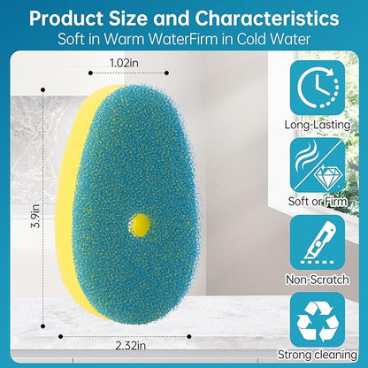 8 Packs Non Scratch Powerful Cleaning Sponge Refillsa - Compatible with Scrub Daddy Wand. (Blue)