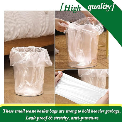 2.5 Gallon 120 pcs(2.5-2.6 Gal) Small Clear Trash Bags, Strong 2.5 Gallon 2.6 Gallon Garbage Bags, Bathroom Trash Can Bin Liners,Mini Bags Waste Basket Liner,Fit 6-10 Liter, 2.5-2.6 Gal (2.5C120)