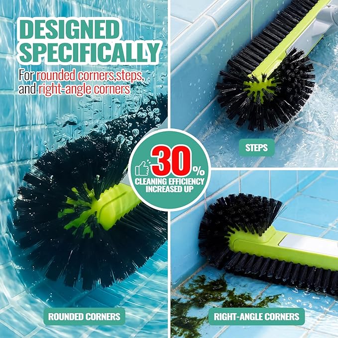 Pool Brush Head for Cleaning Walls with Hemispherical Bristles, Heavy Duty Inground/Above Ground Swimming Pool, Scrub Brush for Tile Flooring Vinyl Pools Fiberglass Fits Φ1.25” Poles (Charcoal)