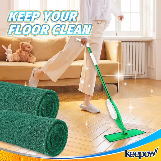 KEEPOW 6 Pack Scrub Mop Pads Replacement Compatible with Libman Freedom Spray Mop, Mop Scrubber Attachment for Floor Cleaning, Fit for Rubbermaid and Turbo & Other 18 Inch Microfiber Mops