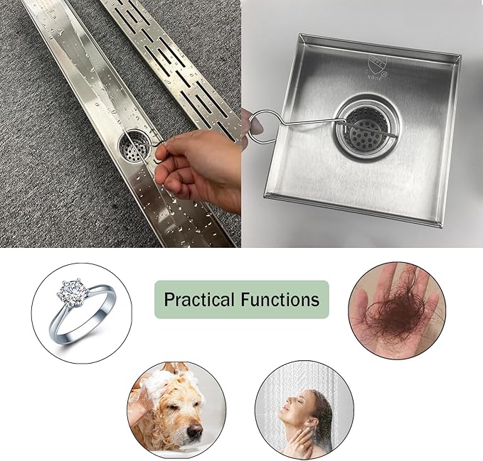 Neodrain 2-Pack Shower Drain Hair Catcher – Stainless Steel Hair & Debris Strainer with 2 Lifting Hooks, Hair Trap Filter Basket for Bathroom Drains, Reusable for Clog-Free Drains