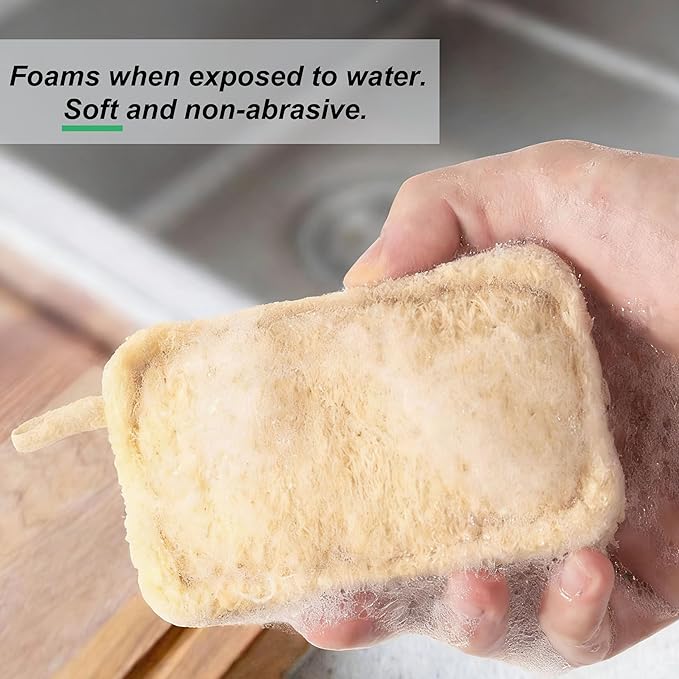 Natural Loofah Sponges, Reusable Natural Sponges for Dishes Multipurpose Loofah Dishwashing Sponges Non Scratch for Kitchen, Sinks, Pots, Pans (10 Pcs)