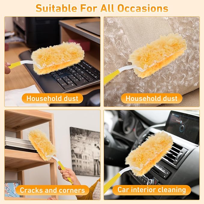 60 Count Heavy Duty Duster Refills for Swiffer, Multisurface 360° Larger Size Dusters with 4X Cleaning Power, Disposable Dusters for Pet, Cleaning Home, Blinds, Fans, Corners (60 pcs-Orange)