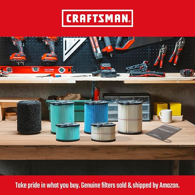 CRAFTSMAN CMXEVBE17678 1.75 Peak HP Wet Dry Vac Powerhead, Portable Shop Vacuum Compatible with a 5 Gallon Bucket (Sold Separately) with Filter Bag and Hose for Jobsite, Outdoor Cleaning
