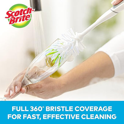 Scotch-Brite Kitchen Brush Kit - Glass and Water Bottle Brush & Advanced Soap Control Dishwand Brush - Scrub Brushes for Cleaning Kitchen and Washing Dishes