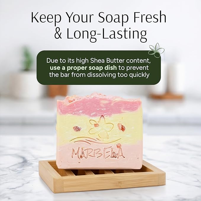 Marbela Cosmetics Himalayan Salt Springs Handmade Soap Bar - Hydrating Mineral Salt Clay Face & Body Soap - Citrus Floral with Litsea Cubeba Scent - Vegan Cruelty Free Artisan 3.5 Oz