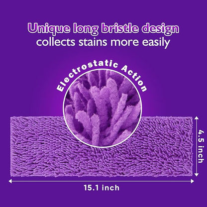 UNIMADE Reusable Mop Pads for Swiffer PowerMop, 8 Pack Microfiber Mop Pad Refill with Scrubber Strips for 13''-15'' SprayMop, Washable Mop Pads Use for Most Floor Types, Designed for Pets - Purple