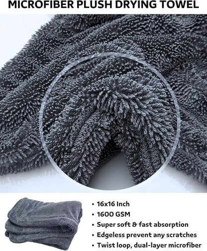 oesee 7PCS Car Wheel Rims Detail Cleaning PRO Wash Kit, Wheel Wash Mitt, Tire Brush, 2PCS Soft Wheels Brush, Detailing Brush, and Tire Dressing Pads, Microfiber Dry Towel Scratch-Free Cleaning