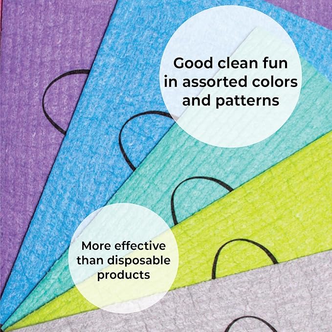 Skoy Cloth, 8-Pack Versatile Swedish Dishcloths for Kitchen and Household Use, Reusable Cleaning Cloths, Planet-Friendly, Dishwasher and Dryer-Safe, Purple