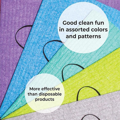 Skoy Cloth, 8-Pack Versatile Swedish Dishcloths for Kitchen and Household Use, Reusable Cleaning Cloths, Planet-Friendly, Dishwasher and Dryer-Safe, Gray