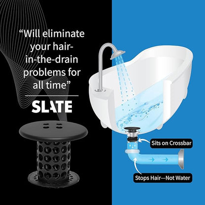 TubShroom Bathtub Drain Hair Catcher – in-Drain Tub Strainer & Clog Prevention Protector, Fits Standard 1.4”–1.75” Tub Drains, Easy Clean, Captures Human & Pet Hair Out of Sight (Matte Black)