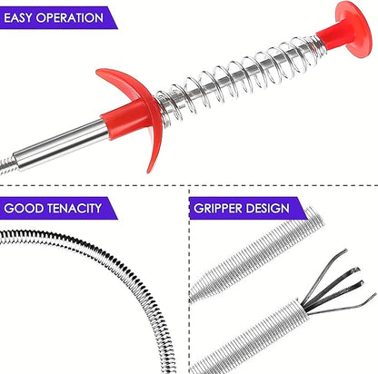 Drain Snake, Drain Clog Remover - Gutter Cleaning Tools Drain Cleaner for Toilet Sewer Shower Kitchen Bathroom Tub Clogged Drains Opener Cleaning Tool, Flexible Grabber Claw Pick Up Reacher (30 inch)
