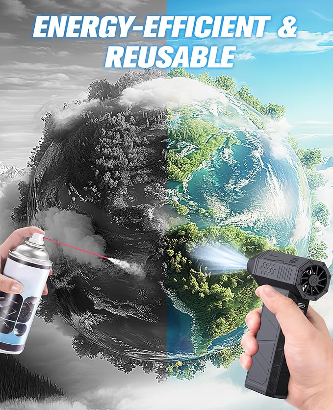 Electric Air Duster 3 Gear Adjustable & Rechargeable Outdoor Mini Turbo Snow Blower Cordless 110000 RPM Super Power Turbo Violent Fan Hand Air Dust Blower for Computer Keyboard House Cleaning