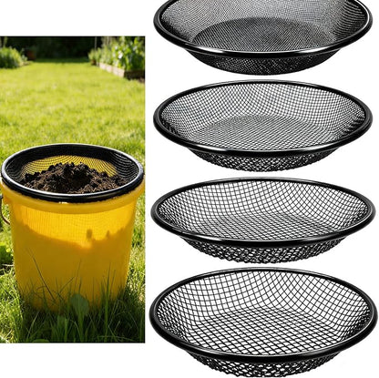 QwayHome 4Pcs Soil Sifter for Gardening, Heavy Duty Galvanized Steel Screen with 4 Aperture Sizes (2/4/6/8mm), Rust-Resistant Sifter Fits 5 Gallon Bucket for Compost, Dirt, Sand,Rock & Shell Sifting