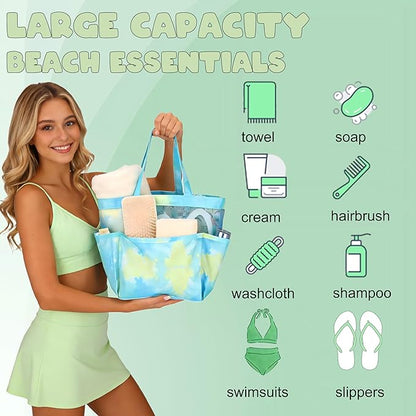 Attmu Mesh Shower Caddy Portable, Quick Dry Hanging Shower Tote Bag for College Dorm Room Essentials, Large Capacity Caddy Dorm for Bathroom Gym Swimming