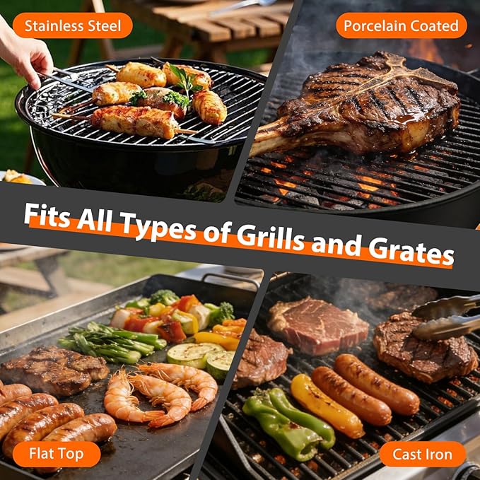 Electric Grill Brush - BBQ Grill Cleaning Tools with 800 RPM Brush Head,3000mAh Battery and 304 Stainless Steel Bristles, Cordless Rechargeable Grill Cleaner for Outdoor (Black)
