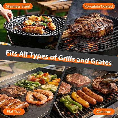Electric Grill Brush - BBQ Grill Cleaning Tools with 800 RPM Brush Head,3000mAh Battery and 304 Stainless Steel Bristles, Cordless Rechargeable Grill Cleaner for Outdoor (Black)