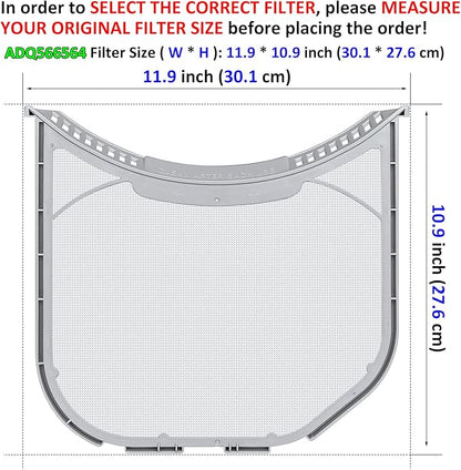 ADQ566564 Lint Filter Replacement for LG and Kenmore Dryers, New Version ADQ566564 Filter(Bottom with Notches), Ultra Durable Lint Screen Trap, Filter Size 11.9 * 10.9 inch (30.1 * 27.6 cm)