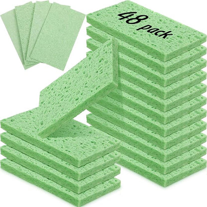 Zhengmy 48 Pieces Sponges Bulk Sponges Kitchen Compressed Sponge Natural Dish Sponge Compressed Wood Pulp Cleaning Without Scratching for Kitchen Bathroom, 3.9 x 2.4 x 0.12 Inch (Green)