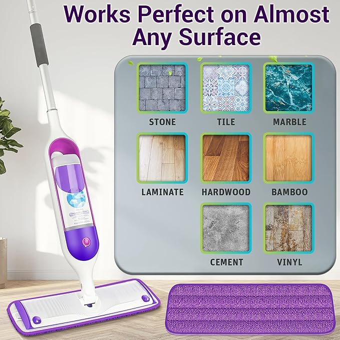ARSUK Reusable Mop Pads Compatible with Swiffer PowerMop– Washable Velcro Replacement Microfiber Refills for 13''–16'' Spray Mop, Multi-Surface Cleaning Pads (6 Pack)