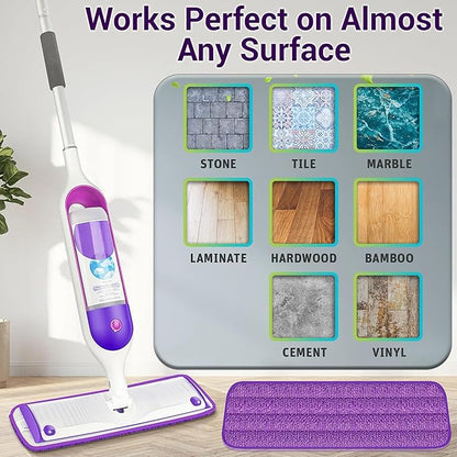 ARSUK Reusable Mop Pads Compatible with Swiffer PowerMop– Washable Velcro Replacement Microfiber Refills for 13''–16'' Spray Mop, Multi-Surface Cleaning Pads (6 Pack)