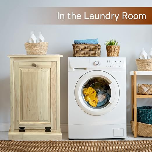 Peaceful Classics Tilt Out Trash Cabinet Without Drawer - Wooden Pull Out Cabinet, Decorative Trash Bin Cabinet for Kitchen, Bedroom, & Home Patio, Tilt Out Laundry Hamper Cabinet - Unfinished